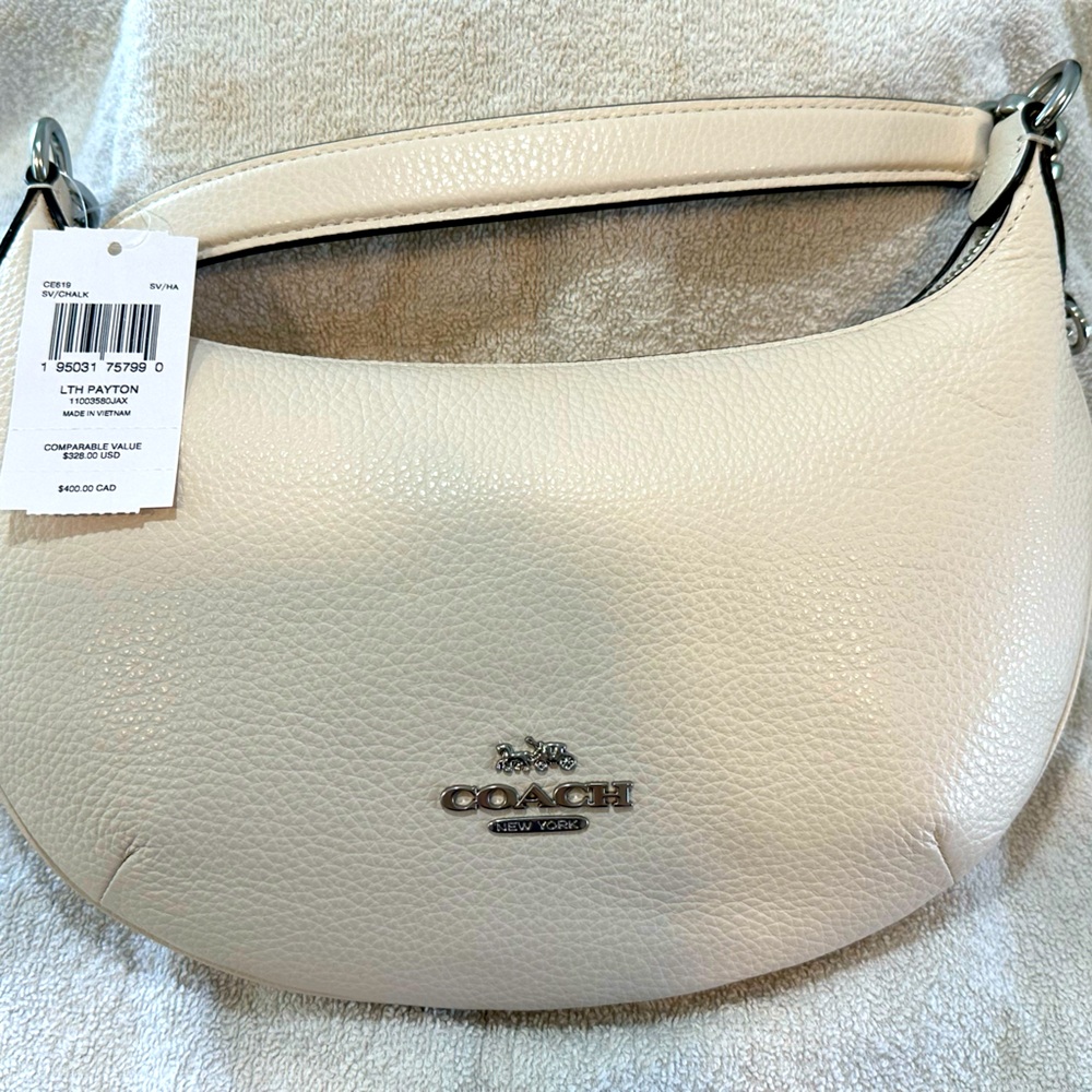 New COACH Payton Leather Chalk